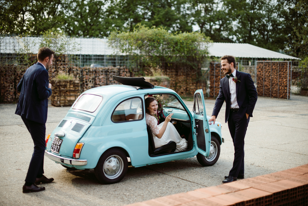 Industrial wedding in a factory