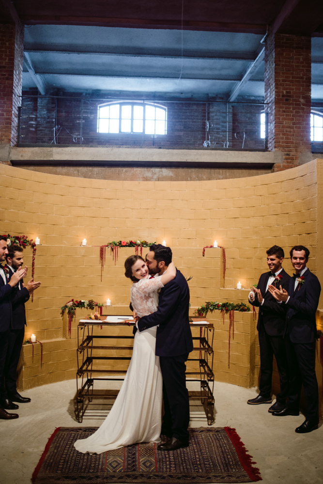 Industrial wedding in a factory