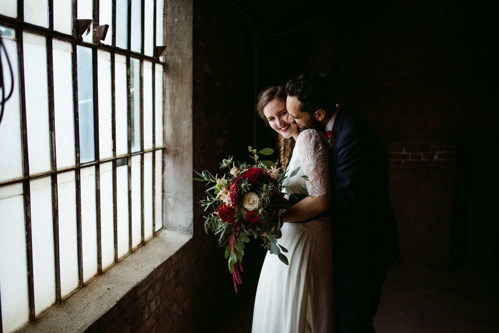 Industrial wedding in a factory